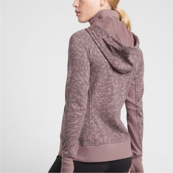 ATHLETA Triumph Printed Hoodie Smoked Almond Brown Purple {NN43} - Picture 2 of 12
